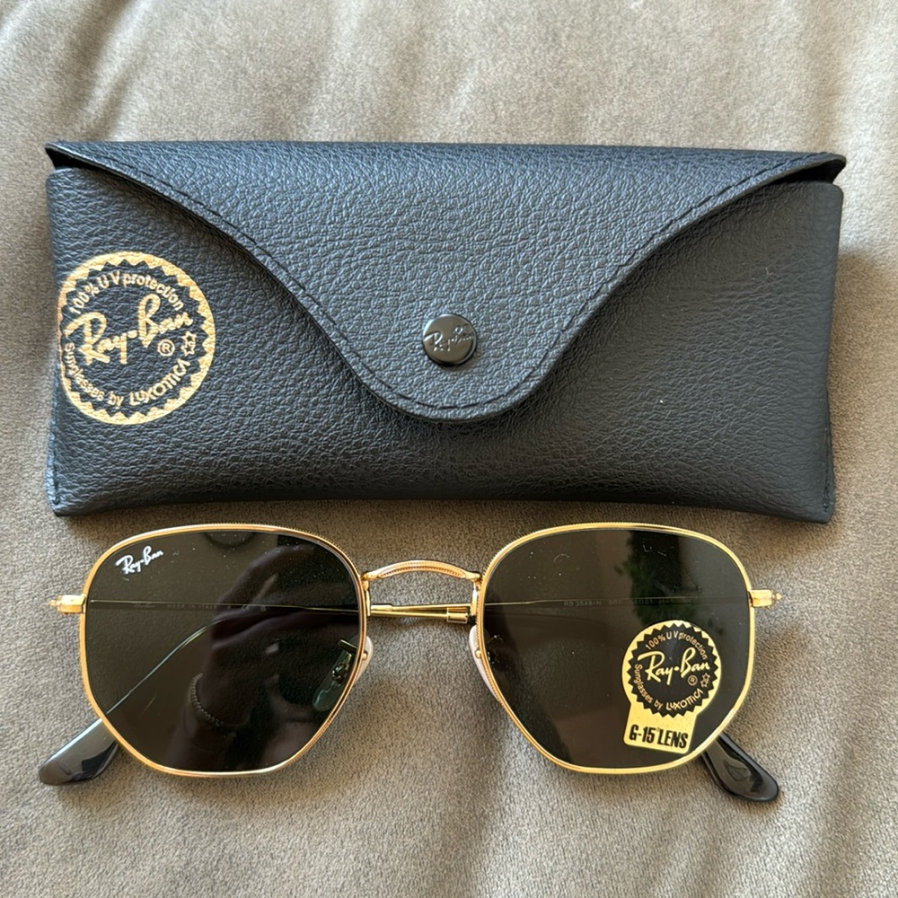 Brand new RayBan hexagonal shape - gold/green/black